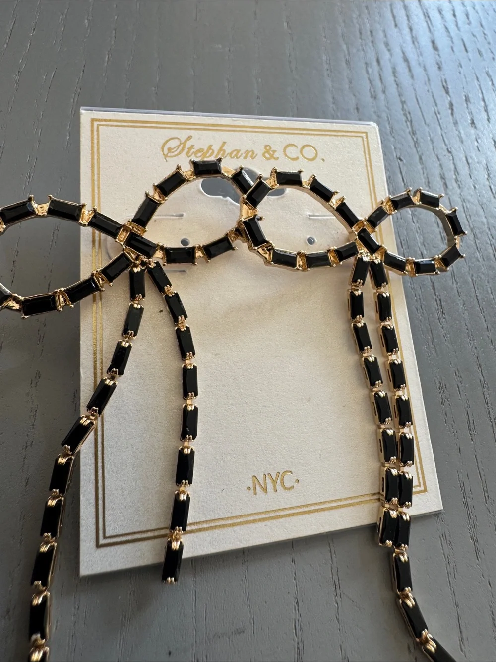Black Bow Chain Drop Earring
